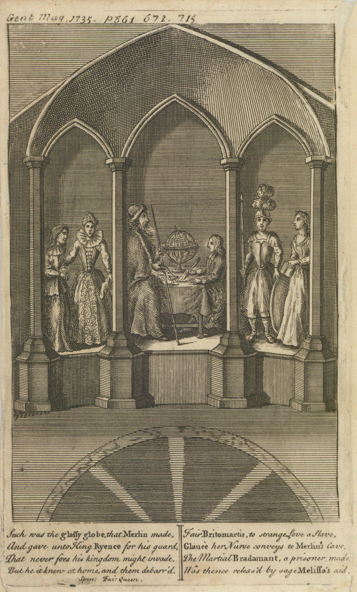 Merlin's Cave at the Royal Gardens, Richmond Lodge, London 1735 old print